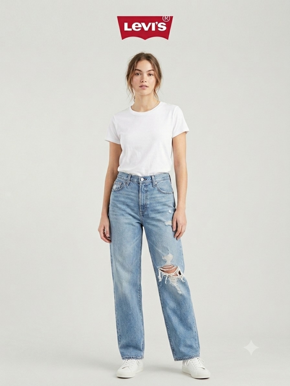 Levi's Women's Light Blue Straight-Leg Distressed Jeans Like A New 💕